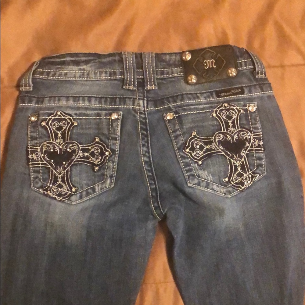 Black Heart Cross Embellished MissMe Jeans
